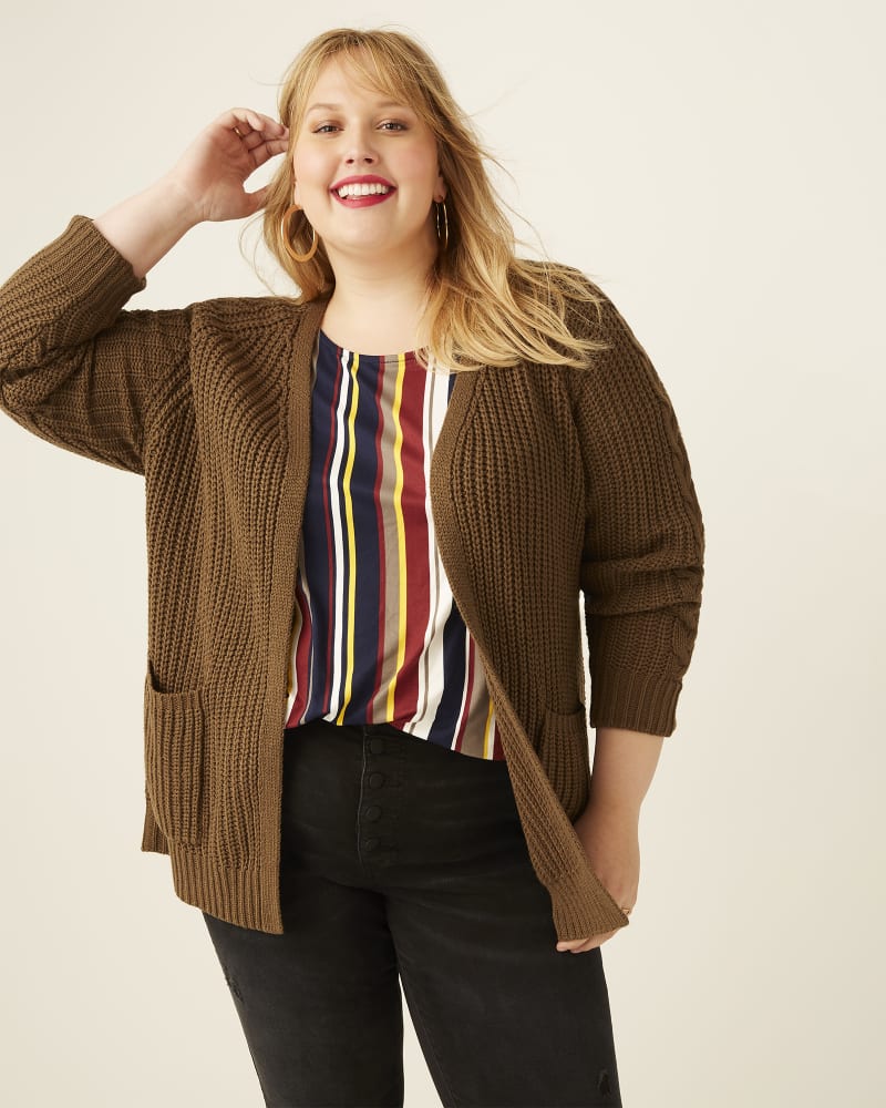 Front of plus size Aubrie Open-Front Sweater Cardigan by Meri Skye | Dia&Co | dia_product_style_image_id:171179